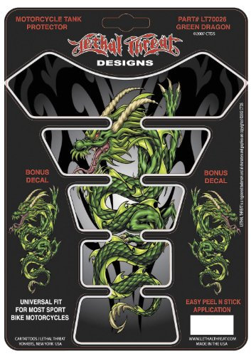 Lethal Threat Motorrad Tankpad LT70026 Green Dragon Drache Gruen