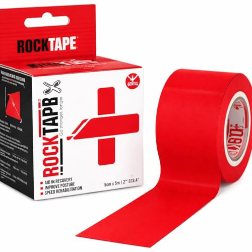 RockTape Unisex 5.06018E+12 ROCKTAPE Kinesiolgy Tape Red, Red, Uncut Roll - 5cm Wide UK | Pink; 5 x 5 m; Elastic Kinesiology Tape, Gentle Adhesive for Sensitive Skin – Ideal for Rehabilitation