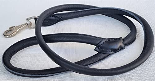 Luxus HUNDELEINE, Runde Leine, Leder 130cm/10mm Schwarz (PL.5-10-660)