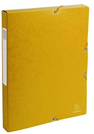 Exacompta 50309E 8er Pack Premium Sammelboxen aufgebaut mit Gummizug 25 mm breit aus extra starkem Colorspan-Karton mit Rückenschild für DIN A4 Archivbox Heftbox Dokumentenbox Sammelmappe gelb
