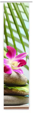 gardinen-for-life Schiebevorhang 300 cm Orchidee Südsee/Schiebegardine/Flächenvorhang Größe 60x300 cm mit Technik Paket