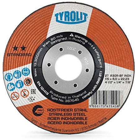 TYROLIT - Rough grinding discs for stainless steel - pack of 10-115mm x 6.0 x 22.23 - angle grinder disc with special mixture combines a long lifetime & best cutting ability