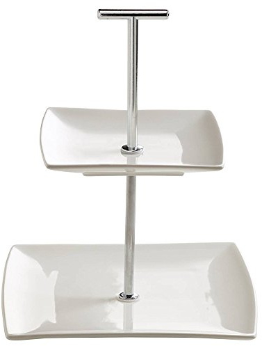 Maxwell & Williams JX250118 East meets West Etagere, Servierständer, Servierplatte, 2-stöckig, in Geschenkbox, Porzellan / Metall