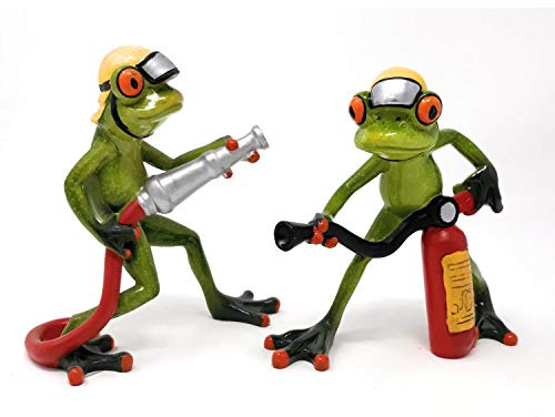 Formano Süßer Feuerwehr Frosch mit Schlauch Deko Figur Dekoration Zierfigur Froschfigur