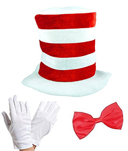 Erwachsene Katze im Hut Fliege & Handschuhe Satz Kostüm Welttag Des Buches