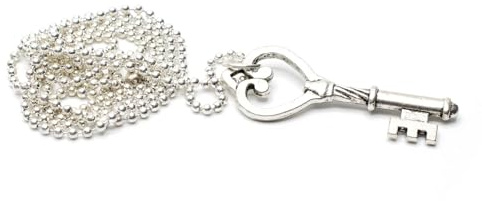 Miniblings Schlüssel Kette Halskette 80cm Key Schlüsselkette versilbert | Halsschmuck, sorgfältig in Berlin gefertigt, mit Herz, ein Stück mit Persönlichkeit