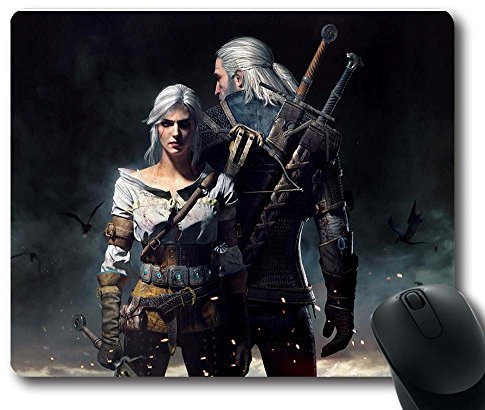 Gaming Mouse Pad, Tapis de souris personnalisé The Witcher 3 Wild Hunt Geralt et Ciri-Naturel Eco anti-dérapante en caoutchouc durable Design Bureau d'ordinateur Accessoires de papeterie cadeaux pour tapis de souris