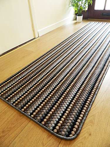 RUGS SUPERSTORE NEW LEAD GREY COLOUR MODERN WASHABLE NON SLIP KITCHEN UTILITY HALL LONG RUNNER DOOR MAT RUG (66x225cm)