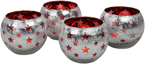 DECOLINE Teelicht-Gläser 4 Stück rot klein 7x7cm