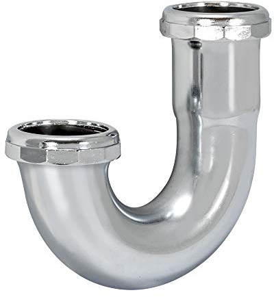 Eastman 1-1/2 Inch Heavy Duty J Bend with Slip Joint Connection, 17 Gauge, Brass Plumbing Fitting, Chrome, 35131