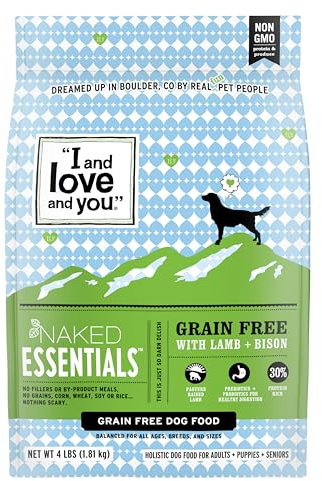 I and love and you Naked Essentials Dry Dog Food - Lamb + Bison - High Protein, Real Meat, No Fillers, Prebiotics + Probiotics, 4lb Bag