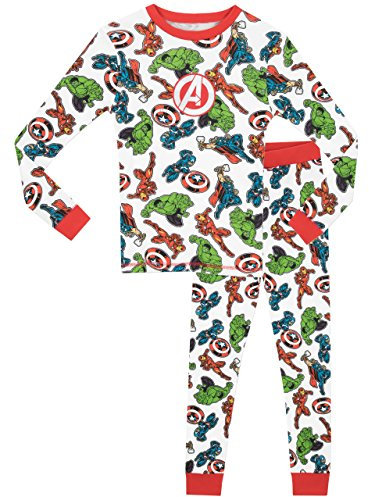Marvel Boys Avengers Pyjamas Snuggle Fit White 5-6 Years
