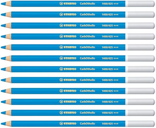 STABILO CarbOthello - Chalk-Pastel Pencil | Pack of 12 - Cobald Blue
