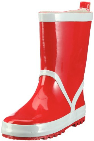 Playshoes Kinder Gummistiefel aus Naturkautschuk, trendige Unisex Regenstiefel mit Reflektoren, Rot, 32/33 EU