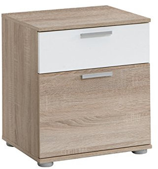 FMD Möbel, 616-003 Jack3 Nachttisch, spanplatte, eiche, weiß, maße 45.0 x 53.0 x 38.0 cm (BHT)
