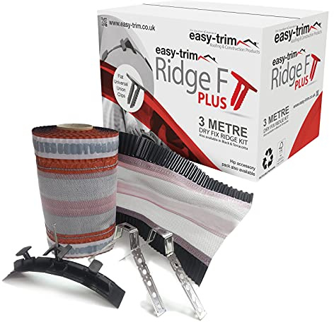 EasyRidge F Plus Dry Fix Ridge Kit Roof Apex Capping (3m) - Black