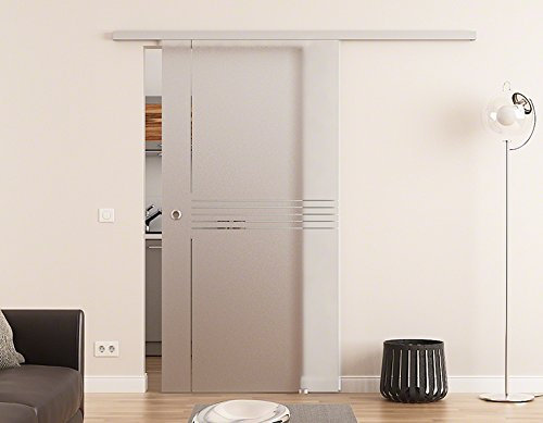 Schiebetür aus Glas 90 x 205 cm Idea- (I) Dorma Agile 50 System komplett EV1 Alu-Laufschiene und Edelstahl-Stangengriffe Schiebetür aus ESG Glastür sehr hochwertig, sehr hochwertige Anlage Made in Germany vom deutschen Hersteller DORMA ®