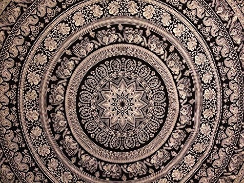 Urban Wandteppich, indisches, Mandala Wandbehang Werfen, Bohemian Elefant Bettwäsche Double, Hippie Zimmerdekoration Wohnheim, Boho Picknick Decke