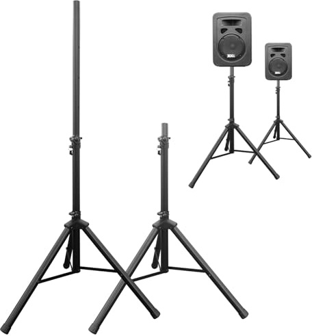 Drall 2 Stück Lautsprecher Boxen Ständer für DJ PA Hi-Fi Disco Event Proberaum Stage Dreibein Hochstativ - 100-180 cm höhenverstellbar bis 60 kg Modell: BS3x2