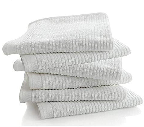 Living Fashions Bar Mop Kitchen Bathroom Cleaning Towels, Set Of 6, Size 16” X 19”, First Quality, 100% Cotton, Color, Machine Washable 16 x 19 Brilliant White