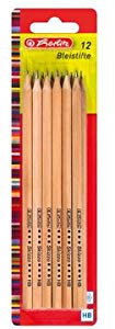 herlitz Bleistift Skizzo natur, sechseckig, Härtegrad HB, Sie erhalten 1 Packung, Packungsinhalt: 4 Stifte