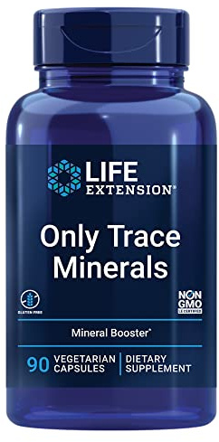 Life Extension Only Trace Minerals, a Daily dose of zinc, Chromium, Boron, Copper, Manganese, Vanadyl sulfate, Gluten-Free, Non-GMO, Vegetarian, 90 Capsules