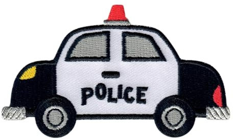 PatchMommy Polizei Auto Patch Aufnäher Applikation zum Aufbügeln Bügelbild - für Kleidung Jeans Jacken Kinder Baby