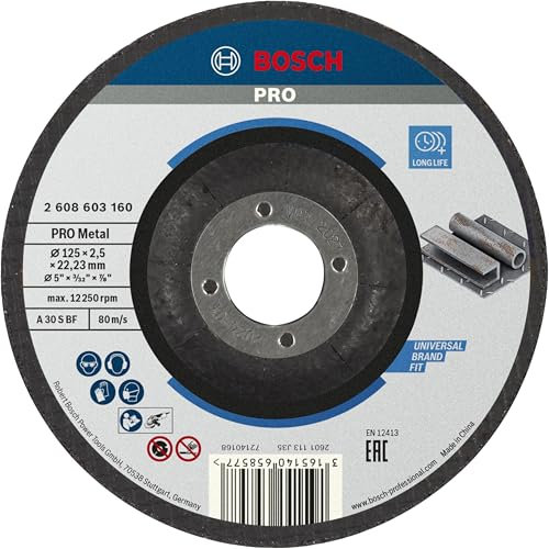 Bosch 1x PRO Metal Longlife Trennscheibe für kleine Winkelschleifer und 22,23‑mm-Bohrung (für Stahl, Ø 125 mm, Professional Zubehör Kleiner Winkelschleifer)
