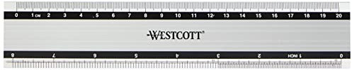Westcott E-10190 00 Aluminium-Lineal besonders rutschfest, 20 cm, 8 Zoll