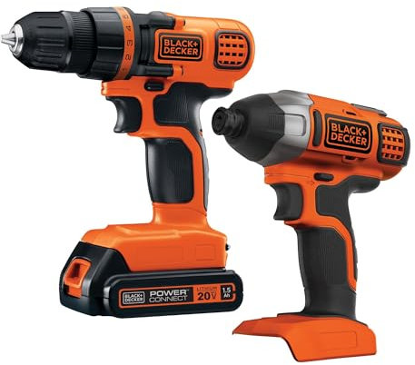 BLACK+DECKER 20V MAX Cordless Drill and Impact Driver, Power Tool Combo Kit with Battery and Charger (BD2KITCDDI)