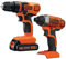 BLACK+DECKER Taladro inalámbrico y destornillador de impacto de 20 V máximo, kit combinado de herramientas eléctricas con batería y cargador (BD2KITCDDI)