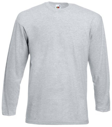 Fruit of the Loom Men's Cotton Value Long Sleeve T Shirt Heather S