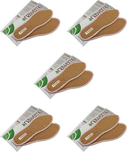 Nawemo 5er Pack/5 Paar Zimtsohlen, geruchsbindende Zimteinlegesohlen gegen Schweißfüße, Fußgeruch, dünne Einlegesohlen braun, Größe 36 EU