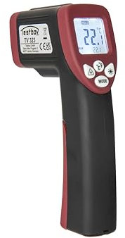 Testboy TV 323 Infrarot-Thermometer, Temperatur Messgerät (Data-Hold-Funktion, Auto-Power-Off, Min-/Maxwertanzeige, LCD mit Hintergrundbeleuchtung), Rot/Schwarz
