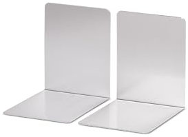 MAUL Serre-Livre en Aluminium (2 Pièces) 10 x 8 x 10 cm, Organisateur, Décoration pour l'Étagère, le Bureau et la Maison, Aluminium Stable au design Élégant, Protège les Meubles, Argenté
