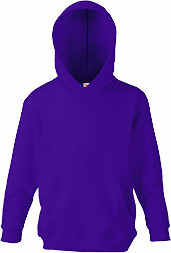 Fruit of the Loom - Felpa Unisex con Cappuccio Classica - Bambini (5-6 Anni) (Viola)