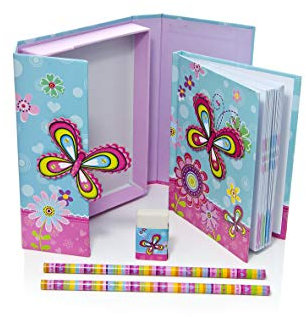 Mousehouse Gifts Rosa & Türkisfarbenes Notizbuch & Schreibtischboxset - Mittlere Größe