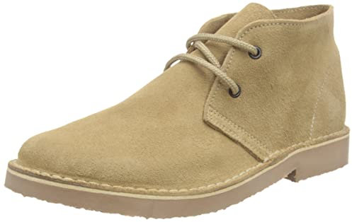 Roamers Classic Suede Desert Boots, Stone, 10 UK