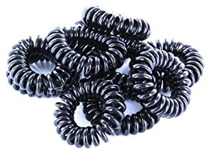 10 Telefonkabel Haargummis, elastisch, Kinderhaargummi, Haarschmuck, Spiralgummi,viele Farben (Schwarz)