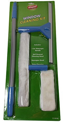 Unger 1m Telescopic Window Washing Kit with Squeegee and Extra Cleaning Head Cover