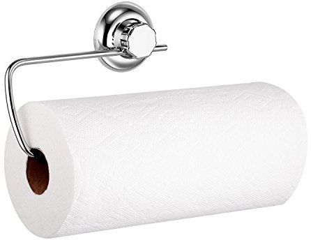 MaxHold No-Drilling/Suction Cup Kitchen Paper Roll Holder - Vaccum System - Stainless Steel Never Rust - for Bathroom & Kitchen
