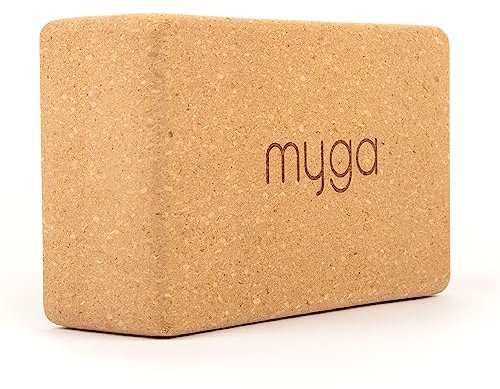 Myga Kork Yoga Block | Rutschfest & Robust | Unterstützung bei Yoga- und Pilatesübungen | Ideal für Anfänger & Fortgeschrittene | 22 cm x 14,5 cm x 7 cm | Naturkork
