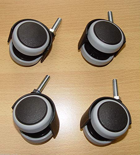4 x Möbelrolle 50mm Hartbodenrolle Gummi Gewinde M8x30mm