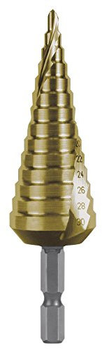 RUKO HSS Spiralrillen-Stufenbohrer mit Split Point, Zinn, Durchmesser 4,0-30,0 mm, Größe 2, Länge 105,0 mm, R101052TH