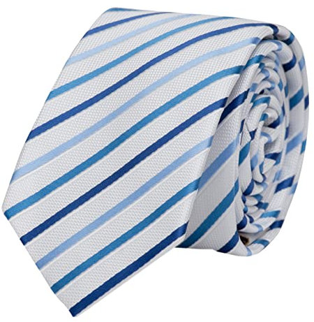 Fabio Farini - Herren gestreifte Krawatte in 8cm Breite, Schlips klassisch Robuste Pflegeleichte Mikrofaser für alle Anlässe wie Hochzeit, Beerdigung, Konfirmation oder Business Weiß Blaustufen