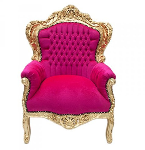 Casa Padrino Barock Sessel 'King' Pink/Gold Möbel Antik Stil