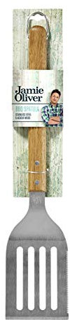 Jamie Oliver BBQ Grillwender, mit Schneidefunktion, Pfannenwender, Wender, Grillzubehör, Grill Zubehör, Holzgriff, 553431