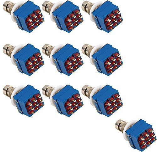 E Support™ 10 X 3PDT 9 Pins Box Stomp Gitarren-Effekt-Pedal Fußschalter True Bypass Metall Blau
