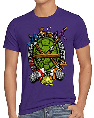style3 Hero Turtle T-Shirt Herren Turtles schildkröte Comic, Größe:XXL, Farbe:Lila