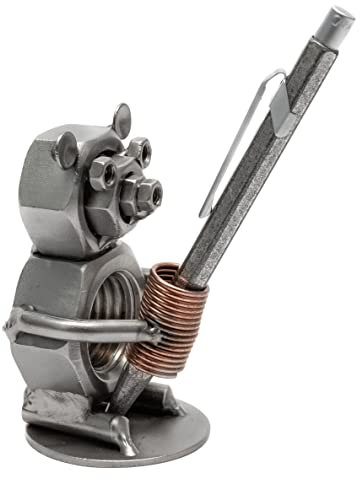 STEEMO Schraubenmännchen Büro - Metallkunst Stifthalter Bär - Schreibtisch-Geschenk 5x5x8 cm